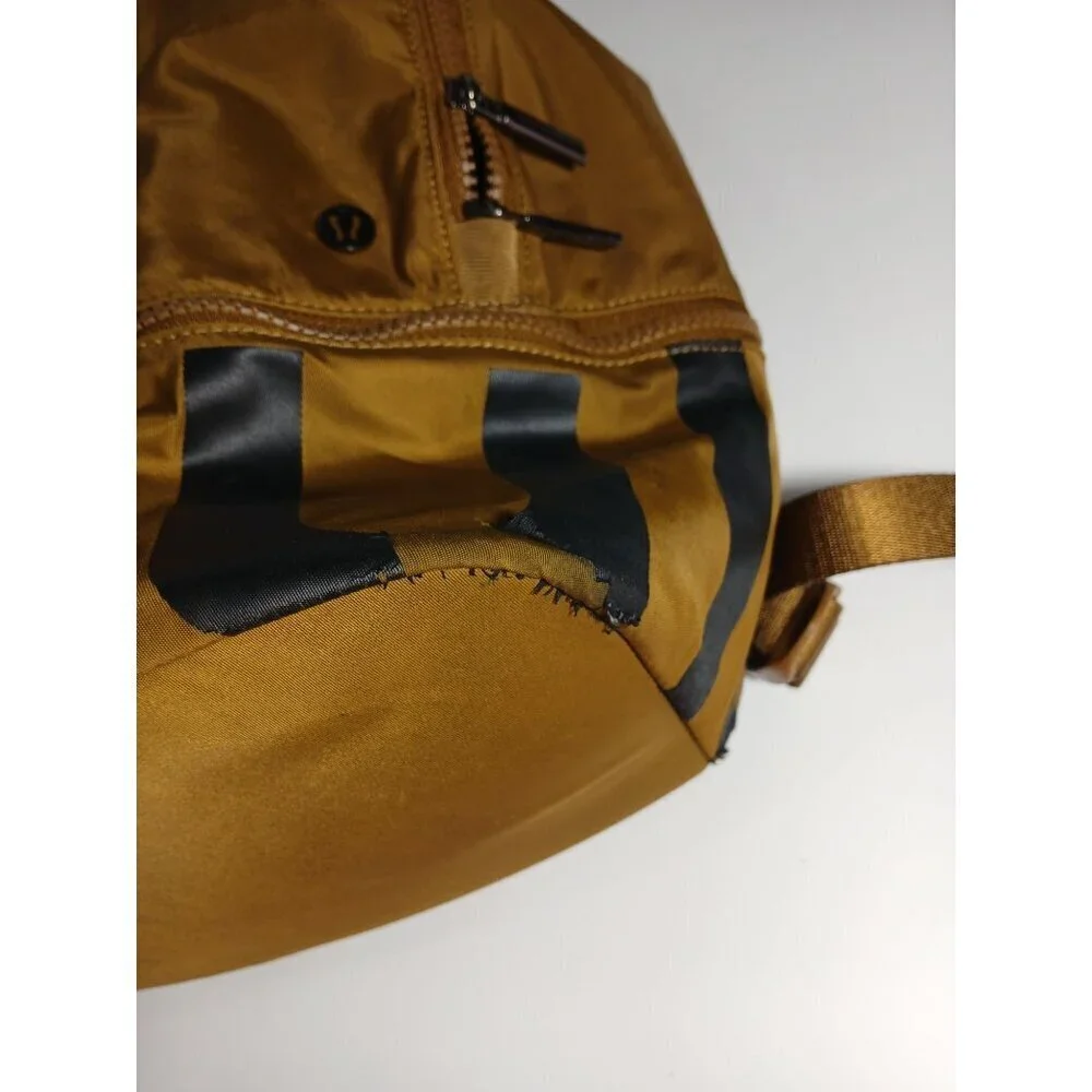 Lululemon All City Pack Backpack Brown Black Striped Nylon Bag Logo Adjustable S